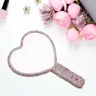 Hand Mirror Rhinestone Decor Make-up Square Round Heart Shape Handheld Mirror
