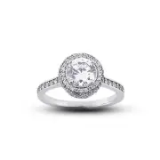 1.45ct D-SI2 Round Natural Certified Diamonds Plat Halo Ring with Matching Band
