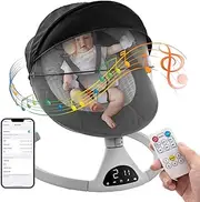 Baby Swing for Infants,Electric Bouncer for Baby,Portable Swing for Baby Boy Girl,Remote Control Indoor Baby Rocker with 5 Sway Speeds for Infants to Toddler,Black