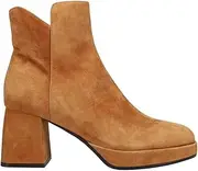 [VANELi] Womens Valse Square Toe Platform Zippered Casual Boots Ankle Mid Heel 2-3" - Brown