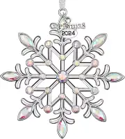 Christmas Snowflake Ornaments 2024 Decor for Christmas Tree Metal Hanging Rhines