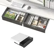 DACUAN Under Desk Drawer Organizer, 1 Pack Slide Out Desk Drawer, Clear Plastic Drawer Under Desk, Hidden Desktop Organizer Pen Holder for Office, School, Home (Black)