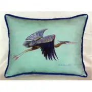 Betsy Drake HJ327C Flying Blue Heron - Teal Indoor & Outdoor Throw Pillow- 16...