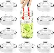 FORYUSE 9 Pack Fermentation Glass Weights for Fermenting with Easy Grip Handle, Tongs, Heavy Fermentation Kit for Wide Mouth Mason Jars, 210g, Dishwasher Safe