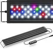 HiTauing Led Aquarium Light, 14W Full Spectrum Fish Tank Light with Timer Auto On/Off, Adjustable Brightness, White Blue Red Green Pink LEDs with Extendable Brackets for Plants,18-24in Tank.…
