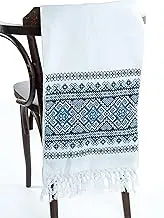 Ukrainian Embroidery Rushnyk Wedding - Ukrainian Wedding rushnyk - Hand Cross Stitch White Blue Ethnic Towel - Ukrainian Gifts