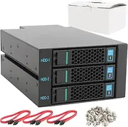 RackChoice Internal Hard Drive Enclosure 3x2.5”/3.5” SATA/SAS Hard Drive Backplane 6 Gbps HDD hotswap in 2xExternal 5.25" Bay