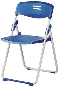 在飛比找Yahoo!奇摩拍賣優惠-亞毅辦公家具 黑色烤漆摺疊椅 藍色折合椅 教會椅 洽談椅 早