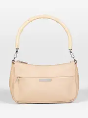 Beige Leather Bamboo Baguette Bag