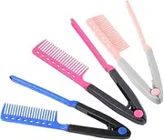 VICASKY 3 pcs Folding V Shaped Hair Straightener Comb for Flat Ironing Hair Portable and Compact Design for Salon Styling Ergonomic Structure for Comfortable Use