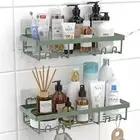 Shower Caddy Shelf Organizer Rack, Self Adhesive Black Bathroom Shelves Baske...