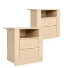 2X Bedside Table Side Storage Cabinet Nightstand Bedroom 2 Drawer 1 Shelf ZURI O