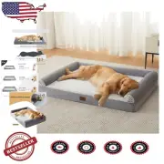 Waterproof Plush Dog Bed with Bolstered Sides for Large Breeds - 36"L x 27"W
