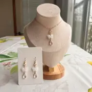 Opal Moonstone Pearlescent White Jade Butterfly Jewelry Set, Spring Novelty Fun