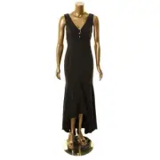 KARL LAGERFELD PARIS NEW Women's Black High-low V-neck Ball Gown Dress 0 TEDO