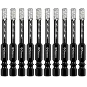 10Pcs Dry Diamond Drill Bits Set,3/16In Hex ShankTile Core Drill Bit for Tile Ceramic GraniteMarble Stone Hard Materials