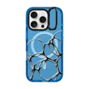 iPhone 16 Pro Impact Ring Stand Case MagSafe Compatible Chrome Bubbles