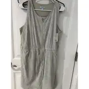 FLX Athleisure Skort Dress Topographic Print Zip Front Sleeveless Sage Green L