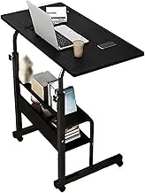 Mobile Computer Desk Rolling Writing Desk with Wheels Corner Home Office Study Desk, Bedrooms Work Desk for Small Space, Standing Desk Adjustable Height Wood Bed Side Tables,B,60 * 40cm