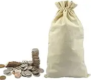 Lanyani 3 Canvas Coin Money Sacks Bag 10 by 17 inches Bank Deposit Change Transit Draw Strings, Heavy Duty