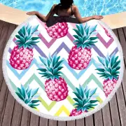 Pink Pineapple Round Beach Pool Towel Fringe 150cm Throw Yoga Picnic Blanket Mat