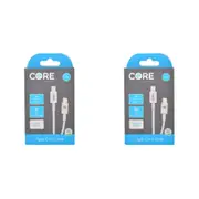 2PK Core USB-C to Type-C Cable Phone Charging Cord 1m For Samsung iPhone White