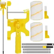 Fizocosisto Paint Edger Roller Brush Kit Plastic Wall Paint Roller with Extension Pole Handheld Paint Edger Tool Safe House Decoration Painting Brush for Door Window Ceiling US