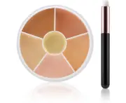 Apooliy 6 Colors Concealer Palette with Brush,Full Coverage,Cream Contouring Makeup Kit,Corrects Dark Circles Red Marks Scars