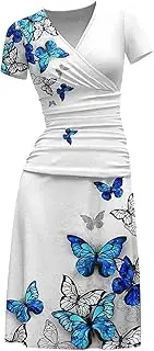 [Generic] High N Women's Two Piece Summer Casual Short Sleeved Printed Top Skirt Short Skirt Two Piece Set Suit Womens Plus Size Swimsuits with Skirt