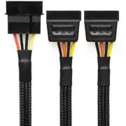 CRJ 4-Pin Molex to Dual 15-Pin SATA Power Adapter Cable - 12-inch 30cm Black ...