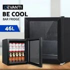 46L Glass Door Bar Fridge Mini Countertop Freezer Fridges Bottle Cooler Black