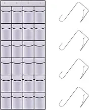 Teikou Over the Door Shoe Organizer, 24 Large Breathable Mesh Pockets, Hanging Storage Holder, Hanging Shoe Organizer(White)