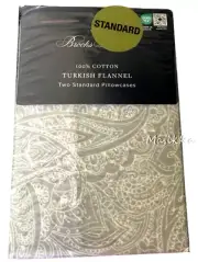 Brooks Brothers Turkish Flannel Standard Pillowcases Set of 2 Gray Paisley