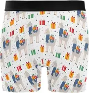 [ZZXXB] Llama Xmas Gift Mens Boxer Briefs Stretch Breathable Underwear Fly Front with Pouch S-XXL