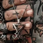 NEW Sigil of Lucifer Pendant Necklace Mens Satanic Amulet Stainless Steel Chain