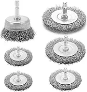 VIDICA Wire Brush for Drill Set 6 Pcs, Wire Wheel for Drill with 1/4 Inch Hex Shank, Drill Wire Brush Set with 0.012 Inch Coarse Crimped Carbon Steel Wires for Removing Rust, Paint and Corrosion