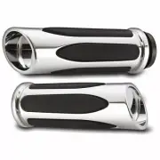 Arlen Ness Deep Cut Chrome Soft Touch Comfort Grips Hand Grip Set Harley Custom
