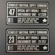 • STAR TREK • SILVER FOIL STARFLEET CONTAINMENT UNIT PROP REPLICA LABEL DECALS •