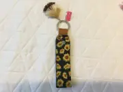 Simply Southern Key Fob Sunflowers w/frindges, black Key Chain, Key Ring BNWT