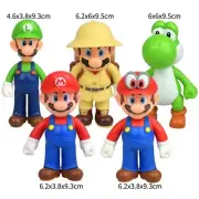 5pcs Super Mario Anime Model Dolls Mario Bros Luigi Yoshi Toys Action Figure