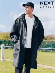 Black Active Swim Changing Robe Coat Jacket (E59915) | $118