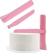 KUKIFUN Adjustable Cake Scraper Icing Smoother, Plastic Rotary Cream Smoothing Spatula Kitchen Baking Edge Tool for Buttercream, Mousse, Cheese, Fondant Cake Decorating Pink
