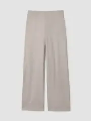 Eileen Fisher Felted Wool Jersey Wide-Leg Long Pant in Regenerative Wool MED