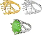 Framendino, 2 Pack Claw Ring Blank Adjustable Brass Ring Finger Ring Settings Gemstones Setting for DIY Ring Jewelry Making Silver Gold