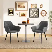 CostwayLeisure Dining Chair Set of 2 with Curved Backrest Wide Seat and Armrests-Grey