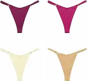 [ZISTRCBAO] 4-Pack Women's Cotton Thong - Plus Size Low Waist Thongs Ice Silk G-String,Seamless Women's Thong Comfortable Invisible Underwear