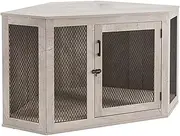 Corner Dog Crate Furniture,Wooden Dog Crate With Cushion,dog Crate Crate,Furniture Coffee Table,with Cosy Mesh,Suitable For,Kennels For Small And Medium-sized Dogs(Single door - medium)
