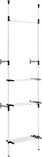 coat stand Telescopic Wardrobe With Rods and Shelf Telescopic Clothes Rack Telescopic Wardrobe System 70-115 x 40 x 250-300 cm With 3 Adjustable Shelves and 1 Rod Aluminum