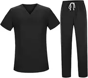[ａ aternee] Nursing Scrubs Set Nursing Uniforms Set Comfortable Nurse Workwear, Scrubs Top and Pant for Hospital Massaging Doctor