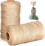 2Rolls Jute Twine String for Wrapping DIY Crafts Home Decor Gardening Natural Linen Rope for Creative Handicrafts and Decorations